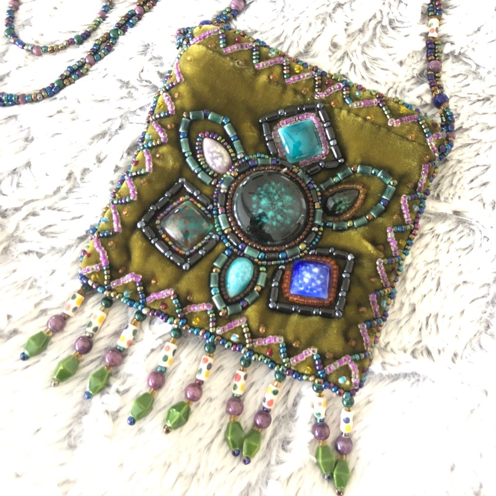 Boho Mini Jeweled Velvet Crossbody Purse